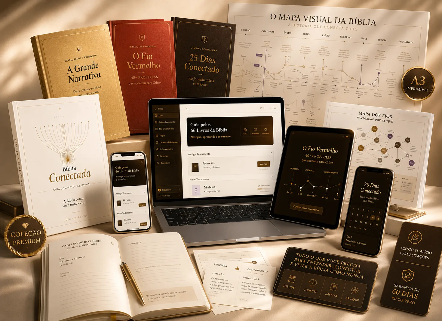 Colección Biblia Conectada — guía + 3 regalos + acceso en laptop, tablet y celular